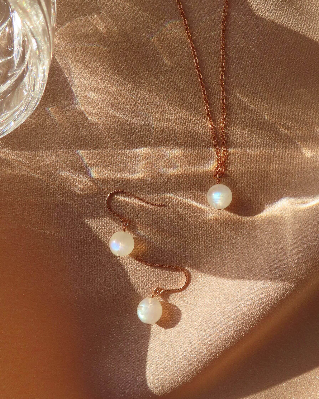 Moon Necklace & Earring Set - Rose Gold Filled-QuazarJewelry