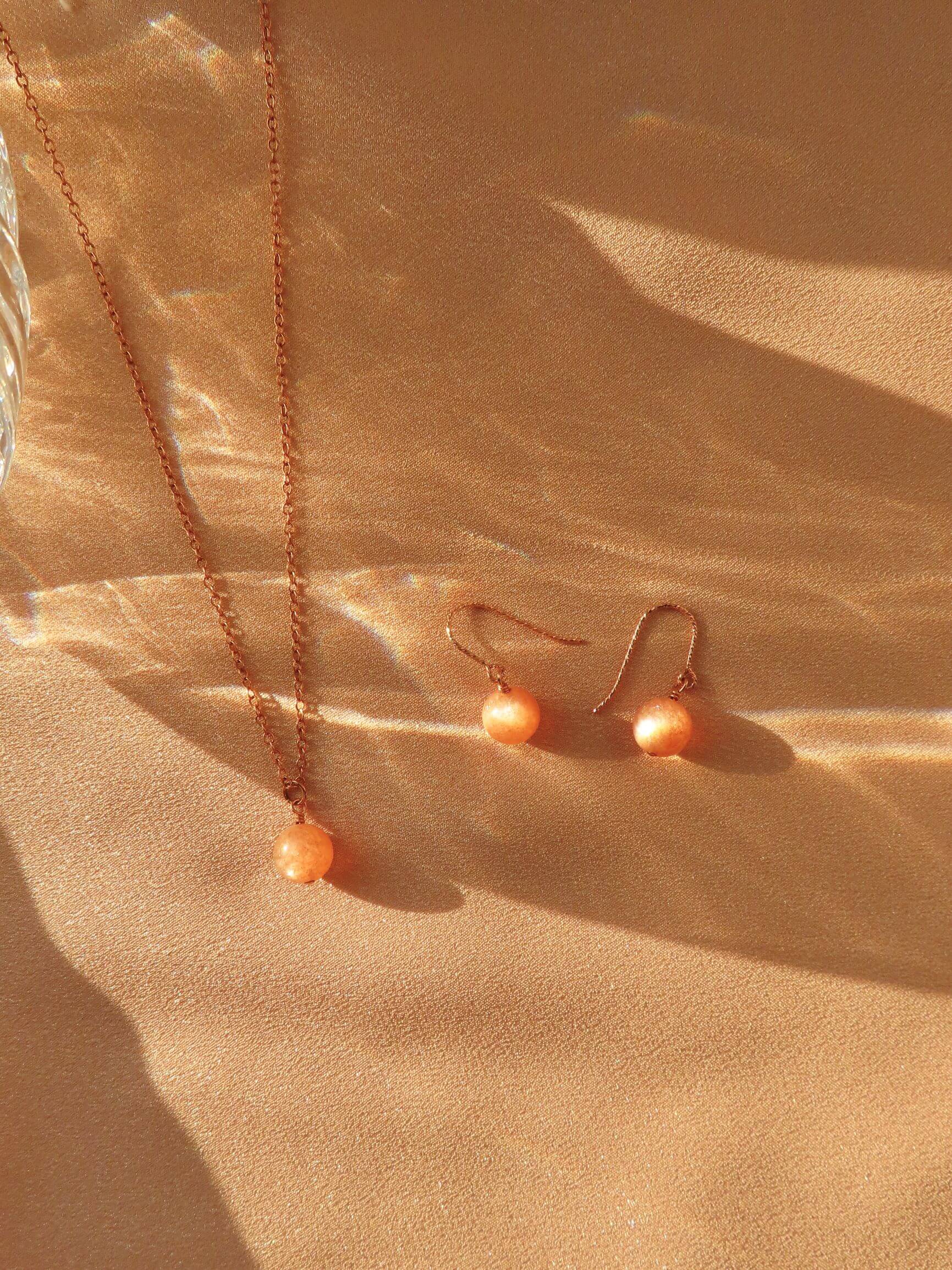 Sun Necklace & Earring Set - Rose Gold Filled-QuazarJewelry
