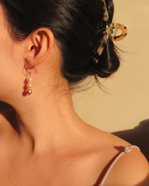 Pearl Pearl Pearl Hook Earrings - Rose Gold-Jewelry-QuazarJewelry