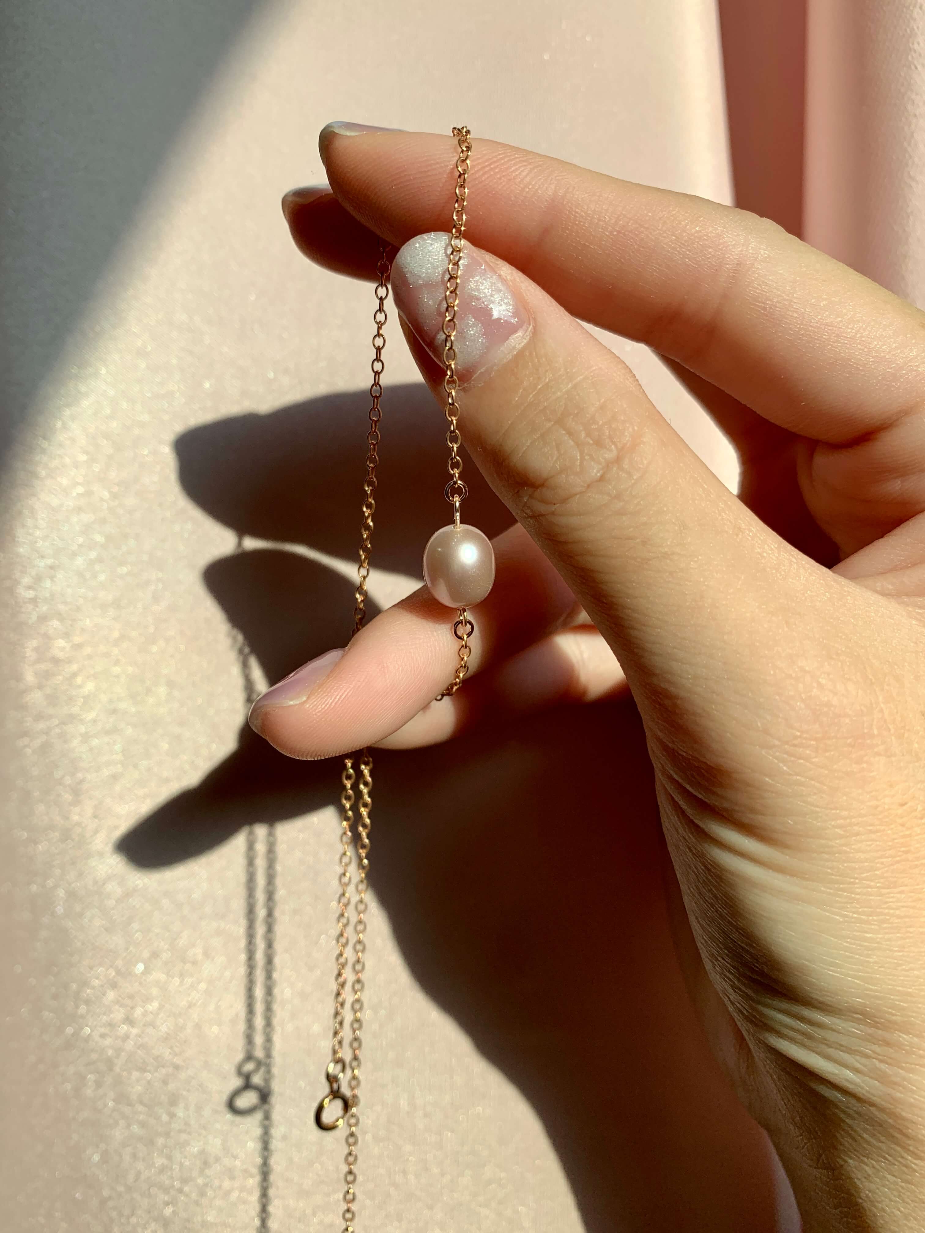 Alana Pearl Necklace - Rose Gold-Jewelry-QuazarJewelry